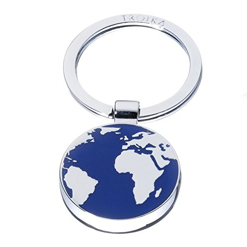 TROIKA Schlüsselanhänger AROUND THE WORLD - KR7-52/CH - Schlüsselanhänger Weltkarte - rund, Erde, Welt, Reise - Metall / Emaille - blau/silber - das Original von TROIKA von TROIKA