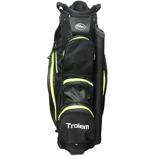 Trolem - Golfbag für Trolley - 14 Fächer, 2 XXL-Taschen und 5 Zubehörtaschen - Unisex-Golftasche Herren & Damen - Leicht - Cartbag - Schwarz & Grün von Trolem