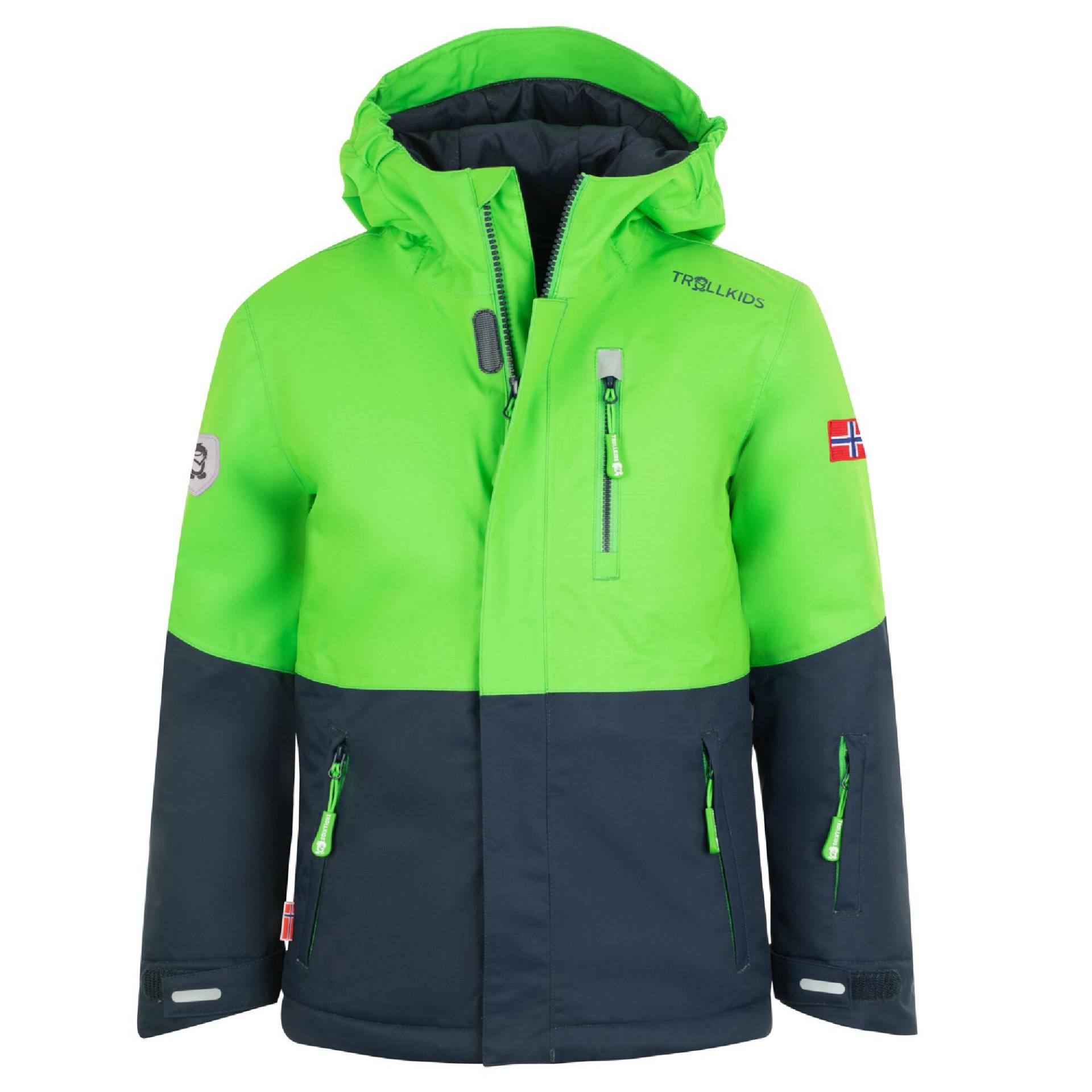 Skijacke Hallingdal neongrün. navy von Trollkids