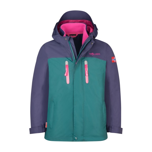 Trollkids - Girl's Bryggen 3in1 Jacket - Doppeljacke Gr 98 türkis/blau von Trollkids