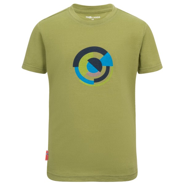 Trollkids - Kid's Sandefjord T-Shirt XT-Shirt - Merinoshirt Gr 104 oliv von Trollkids
