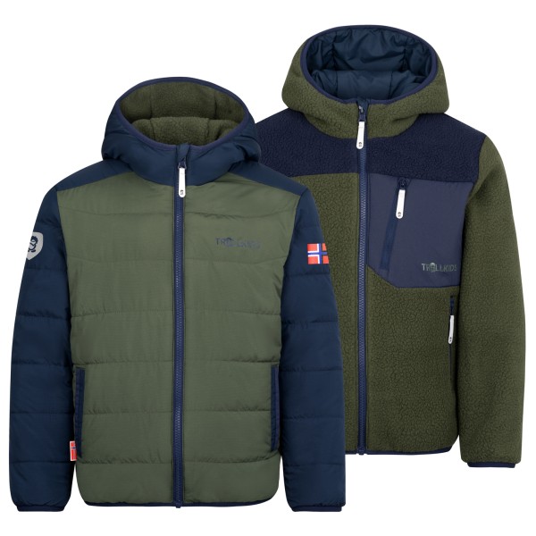 Trollkids - Kid's Sandvika Turnover Jacket - Fleecejacke Gr 110 oliv/blau von Trollkids
