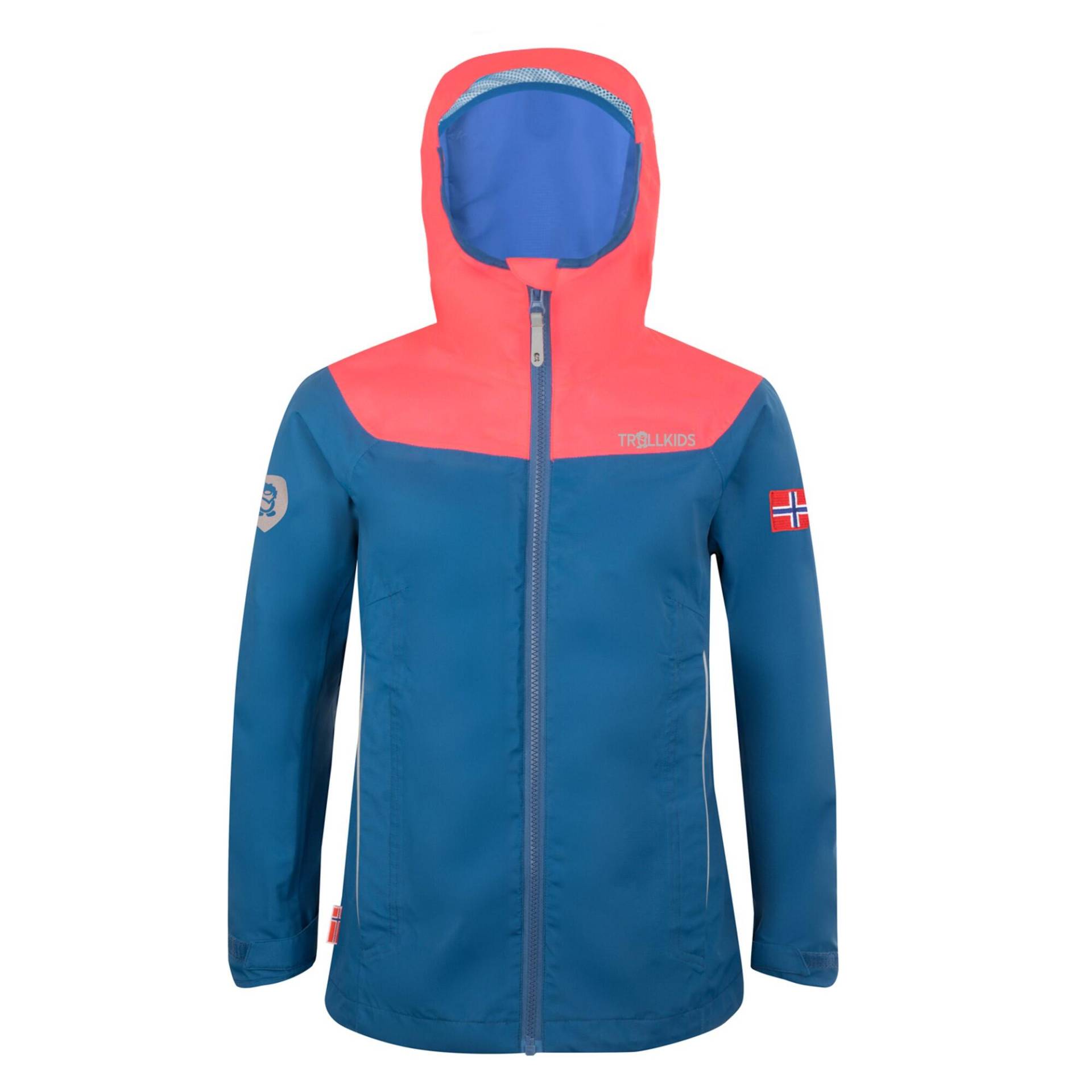 Trollkids Bergen Regenjacke Kinder wasserdicht Gr. 128 - 164 blau/koralle von Trollkids