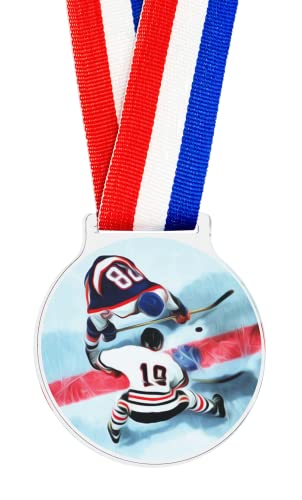 Trophy Monster Eishockey-Medaillen, 60 mm, mit gratis Bändern, für Clubs und Veranstaltungen, aus 6 mm dickem, farbigem Acryl, 10 Stück von Trophy Monster