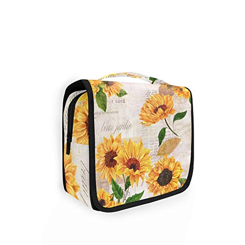 RELEESSS Vintage Sonnenblume Reise Kulturtasche Make-up Kosmetik Organizer Hängende Waschbeutel Tasche von TropicalLife