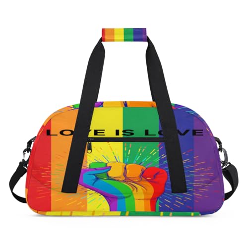Sporttasche für Kinder, Mädchen, Jungen, Damen, Herren, 24 l, Wochenende, Übernachtung, Reisetasche, Reisetasche, Fitnessstudio, Tanztasche, Love Rainbow Gay Pride, farbe, (24L) UK, Taschen-Organizer von TropicalLife