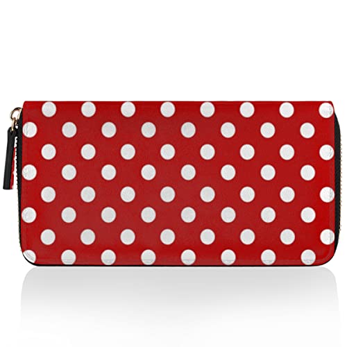 TropicalLife Polka Dots Rote Geldbörse Multi-Kreditkartenetui Tasche Dots Clutch Geldbörse für Frauen Leder Reißverschluss Lange Geldbörse, mehrfarbig, Einheitsgröße von TropicalLife