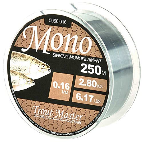 Trout Master monofile Angelschnur zum Forellenangeln Mono Schnur - 200m Monoschnur, Durchmesser/Tragkraft:0.18mm / 3.5kg Trout Master monofile Angelschnur zum Forellenangeln Mono Schnur - 200m Monoschnur, Durchmesser/Tragkraft:0.18mm / 3.5kg von Trout Master