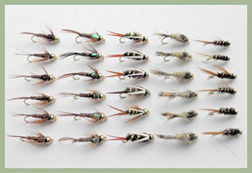 Forellenfliegen / Köder / Nymphen mit Goldkopf, gemischt 10/12, zum Fliegenfischen, 30 Stück von Troutflies Goldhead Nymphs