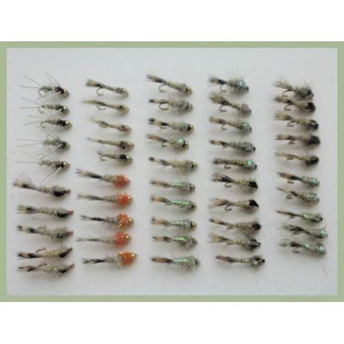 50 Tödliche Hasenohren Nymphe Forellenfliegen, verschiedene Muster und Größen, zum Fliegenfischen von Troutflies Nymphs