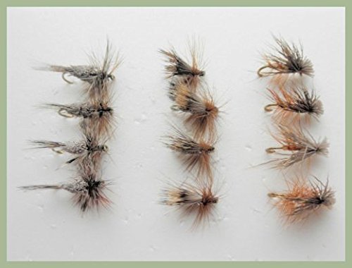 Adams Trockenfliegen, 12 Stück pro Packung, unwiderstehlich, Hirschhaar, Elch, gemischt 10/12, Fliegenfischen von Troutflies UK Dry Flies