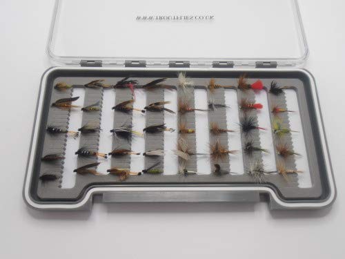 40 Wet und Dry Forellenangeln Fliegen – Box Set, Mischung aus Größen und Arten von Troutflies UK Boxed Fishing Flies