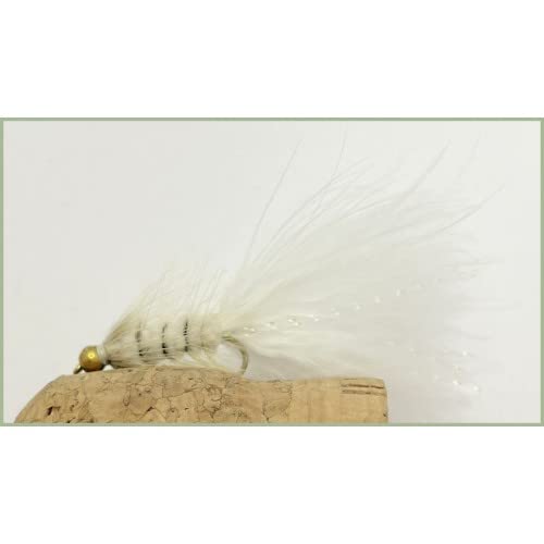 Lure Forelle Fliegen, 6 Stück Weiß wollig Buggers Wahl von Größen von Troutflies UK Lures