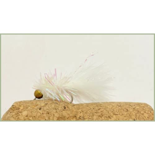 Mini-Köder / Luftschlangen, Goldkopf, Weiß, Größe 12, 6 Stück von Troutflies UK Lures