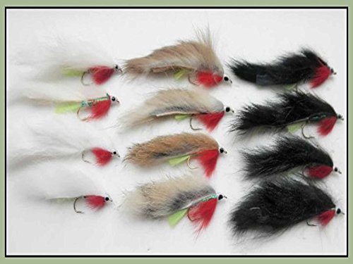 Zonker Forellenfliegen, 12 Stück, drei Farben, Green Belly Zonkers, gemischt 8/10 von Troutflies UK Lures