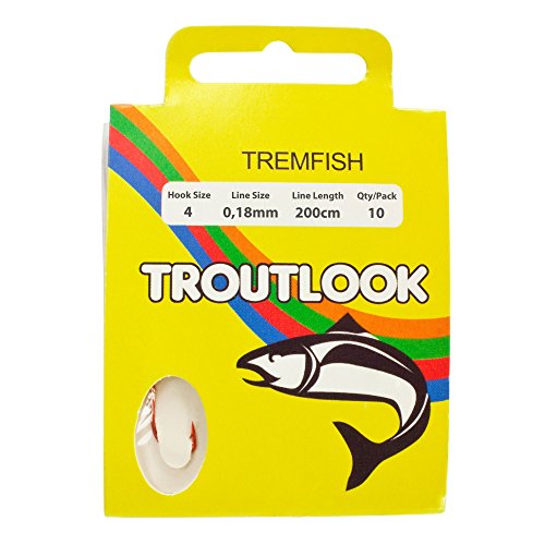 Troutlook Haken Tremfish Gr.04 rot gebunden 0,18 mm 200cm von Troutlook