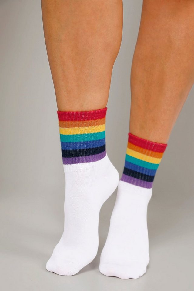 TruYou Kuschelsocken Tennissocken 4er-Pack bunte Ringel bis 43-46 von TruYou