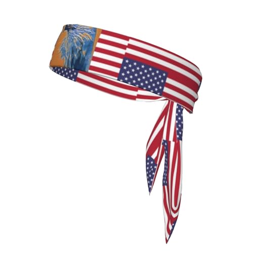 Amerikanische Flagge, Adler-Stirnbänder, Sport-Kopfband, Stirnband für Damen und Herren, Haarband für Laufen, Workout, Fußball von Trukd