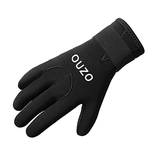 TrusMe 5 mm Tauchhandschuhe, Neopren, rutschfest, warm, Neopren-Handschuhe, mit verstellbarem Riemen für Tauchen, Surfen, Schwarz, L von TrusMe