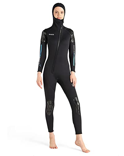 TrusMe Damen Neoprenanzüge 3 mm Neopren Surfen Schwimmen Full Suits Keep Warm Front Zip for Scuba Diving,Black,XL von TrusMe