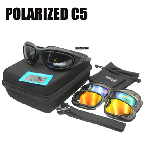 DAISY C5 polarisierte Schutzbrille, 4LS, für Männer, Militär-Sonnenbrille, Softgun-kugelsicher, rauchglasfarbene Linsen, fürs Motorradfahren und Radfahren, POLARIZED MODEL von Trymway