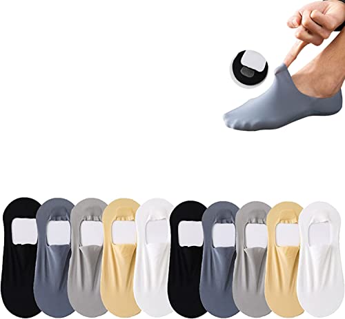 Tseonmis 5/10 Paar unsichtbare, atmungsaktive Socken aus Eisseide, No-Show-Socken für Herren, extrem niedrig geschnittene, rutschfeste, Flache Bootseinlage (10Pairs) von Tseonmis
