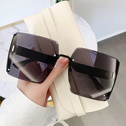 Tseonmis Damen-Sonnenbrille mit Farbverlauf, quadratische übergroße Sonnenbrille, Sonnenschutz-Strand-Sonnenbrille, beliebte Brille mit großem Rahmen (Style-A) von Tseonmis