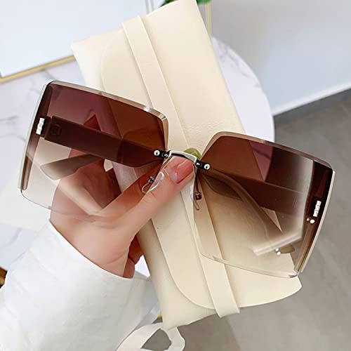 Tseonmis Damen-Sonnenbrille mit Farbverlauf, quadratische übergroße Sonnenbrille, Sonnenschutz-Strand-Sonnenbrille, beliebte Brille mit großem Rahmen (Style-C) von Tseonmis