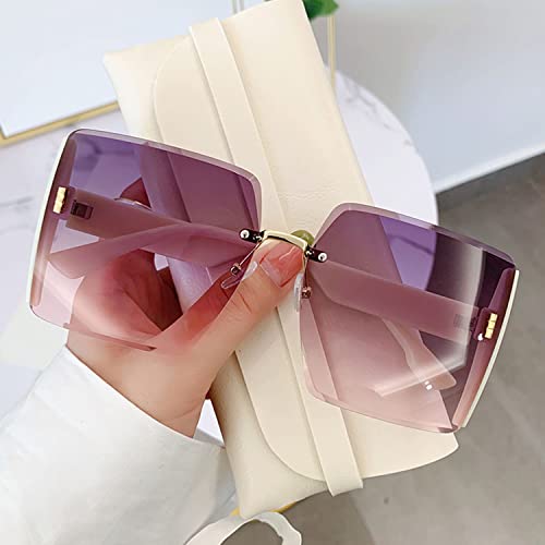Tseonmis Damen-Sonnenbrille mit Farbverlauf, quadratische übergroße Sonnenbrille, Sonnenschutz-Strand-Sonnenbrille, beliebte Brille mit großem Rahmen (Style-D) von Tseonmis