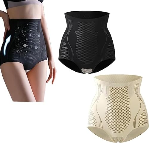 Tseonmis Ice Silk Ion Fiber Repair Shaping Shorts, Ion Shaping Shorts, Body Shaper Shorts mit hoher Taille für Frauen (2Pcs-A,M(40-50kg)) von Tseonmis