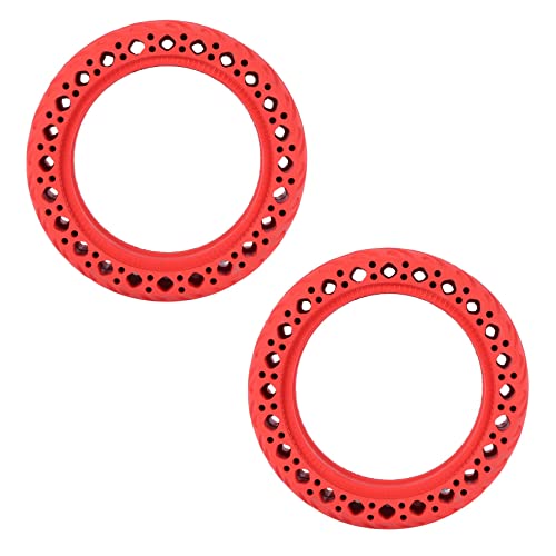TsoLay 2X 8,5 Roller Bienenwabe Dämpfungs Reifen Dauerhaft Rubber Solid Tire für M365 (rot) von TsoLay