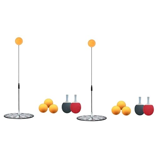 TsoLay 2X Tisch Set mit Elastischen Ping Pong BäLlen mit Weichem Schaft Paddel Set mit 4 Paddel- und 6 Ping Pong BäLlen von TsoLay