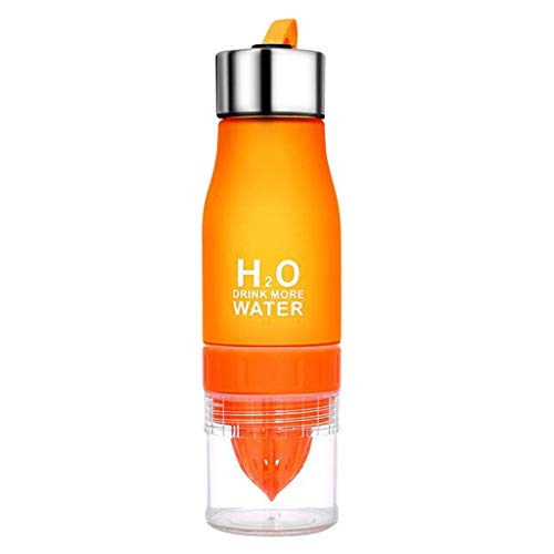 Tubayia 650ml Obstpresse Wasserflasche Saftpresse Trinkflasche für Reise, Sport, Büro, Zuhause (Orange) von Tubayia