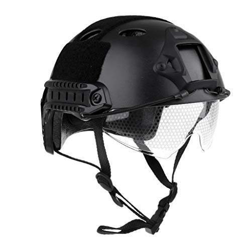 Tubayia Leichtbau Taktische Schnelle Schutz Helm mit Einziehbare Visier für Airsoft Paintball (Schwarz) von Tubayia