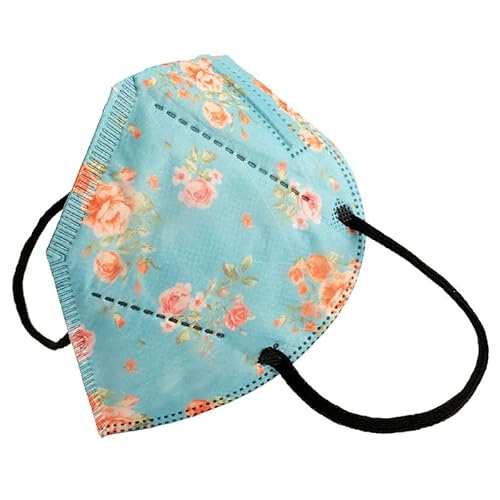 TubeRoo FFP2 Maske Bunt mit Muster Motiv Blumen 5 Stück M1 farbig Farbton türkis blau pink rot, weiche Ohrschlaufen, Versand aus Deutschland, Atemschutzmaske, Mundschutz-Maske für Frauen, Damen von TubeRoo