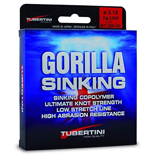 Tubertini Gorilla Sinking Angelschnur, 0,18 mm, 350 m, ideal für alle Angeltechniken. von Tubertini