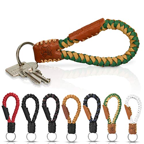 Tumatsch geflochtener Schlüsselanhänger Krabi aus Echt-Leder, Fair-Trade (Grün & Braun) von Tumatsch