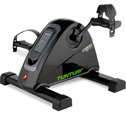 Tunturi Cardio Fit M50 Mini Bike Heimtrainer/Mit Elektromotor/Pedaltrainer/Arm- und Beintrainer/Minifahrrad/Bewegungstrainer für Senioren mit LCD-Bildschirmanzeige - Schwarz von Tunturi