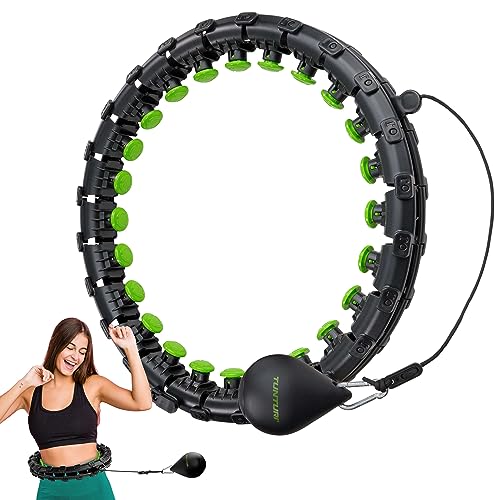 Tunturi Hula Hoop, Hula Hoop Reifen Erwachsen & Anfänger, Einstellbare Hoola Hoop Reifen für Gewichtsverlust und Fitness, Grün,Schwarz von Tunturi