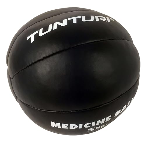 Tunturi Medizinball mit 5 kg, Gewichtsball in Schwarz, Kunstleder von Tunturi