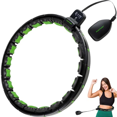 Tunturi Smart Verstellbarer Hula-Hoop - Massage-Hula-Hoop mit Gewicht - Fitness-Hula-Hoop 1,3 kg - Taillenumfang verstellbar von 44 bis 106 cm - Inkl. Display von Tunturi