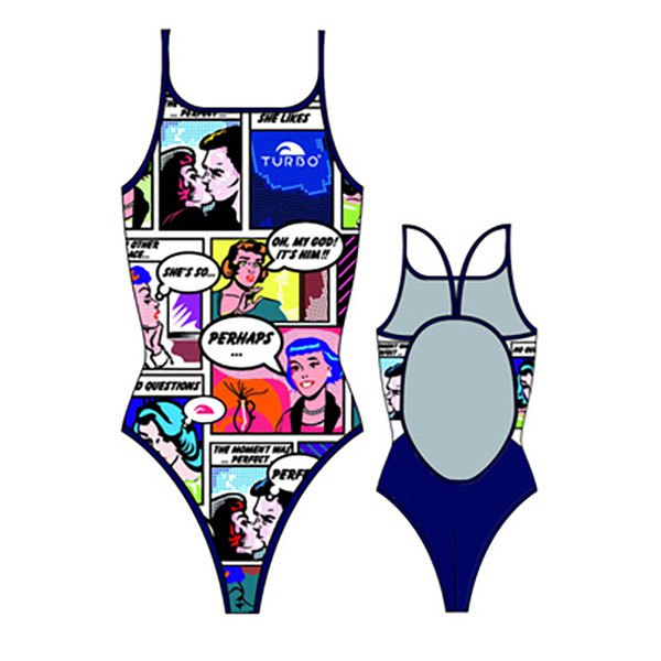 Turbo Comic Thin Strap Swimsuit Blau 3-4 Years Mädchen von Turbo