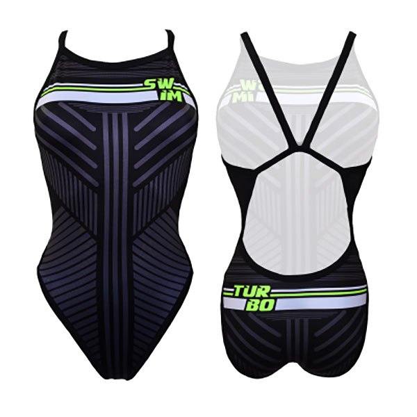 Turbo Revolution Lines Swimsuit Schwarz 5XL Damen von Turbo