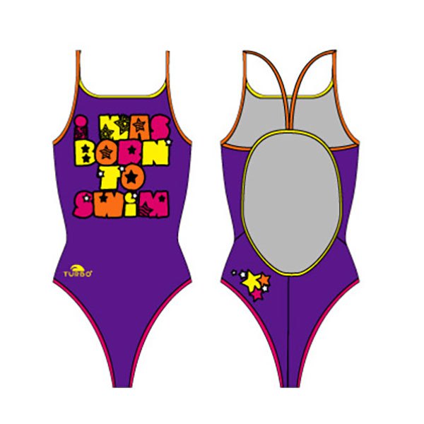 Turbo Was Born To Swim Thin Strap Swimsuit Lila 7-8 Years Mädchen von Turbo