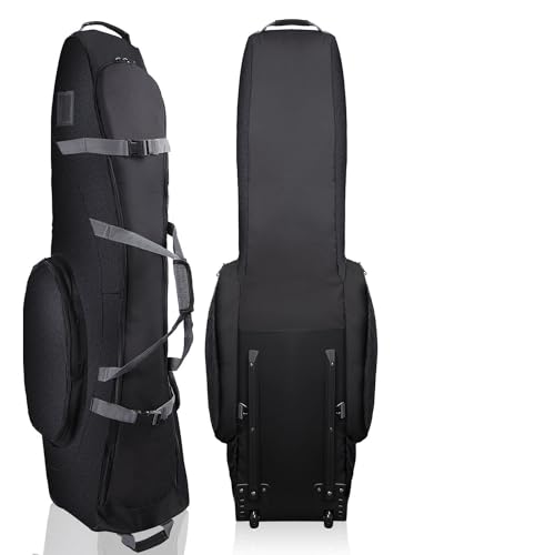 TurboSke Golf-Reisetasche mit verstärkten Rädern, strapazierfähiges Oxford-Gewebe, verschleißfest und wasserdicht, Golf-Reisetasche, Schuh- und Zubehörfach für Fluglinien, Reisen und Aufbewahrung von TurboSke
