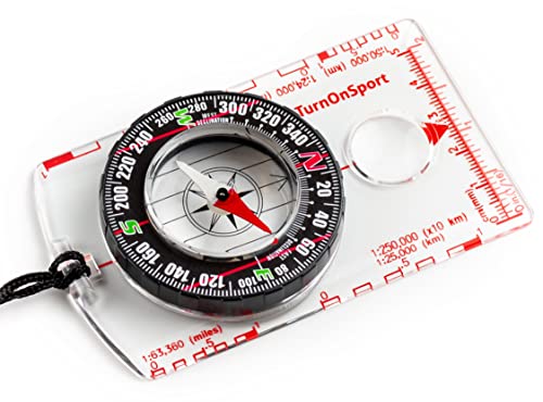 Orientierungslauf-Kompass zum Wandern und Rucksackreisen, erweiterter Pfadfinder-Kompass, Camping-Navigation – Pfadfinder-Kompass für Kinder | professioneller Feldkompass zum Kartenlesen – beste von TurnOnSport