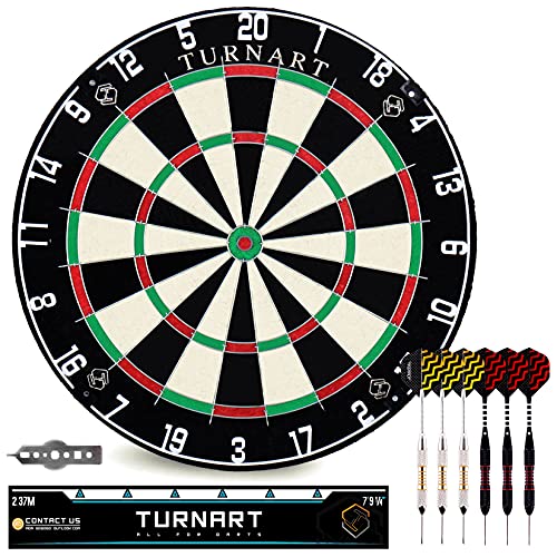 Dartscheibe Kork Dartscheibe mit Pfeilen Offizielles Steeldartscheibe Dartscheibe Steeldart Dartscheibe Set 6 Dartpfeile Metallspitze,6 Flights (Nur Dartscheibe) von Turnart