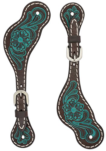 Turquoise Cross Carved Turquoise Flower Ladies' Spur Straps von Turquoise Cross