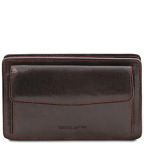 Tuscany Leather Denis - Elegante Handgelenktasche/Herrentasche aus Leder - TL141445 (Dunkelbraun) von Tuscany Leather