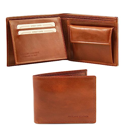 Tuscany Leather Exklusive Herren Brieftasche aus Leder mit 2 Scheinfächern und Münzfach Honig von Tuscany Leather